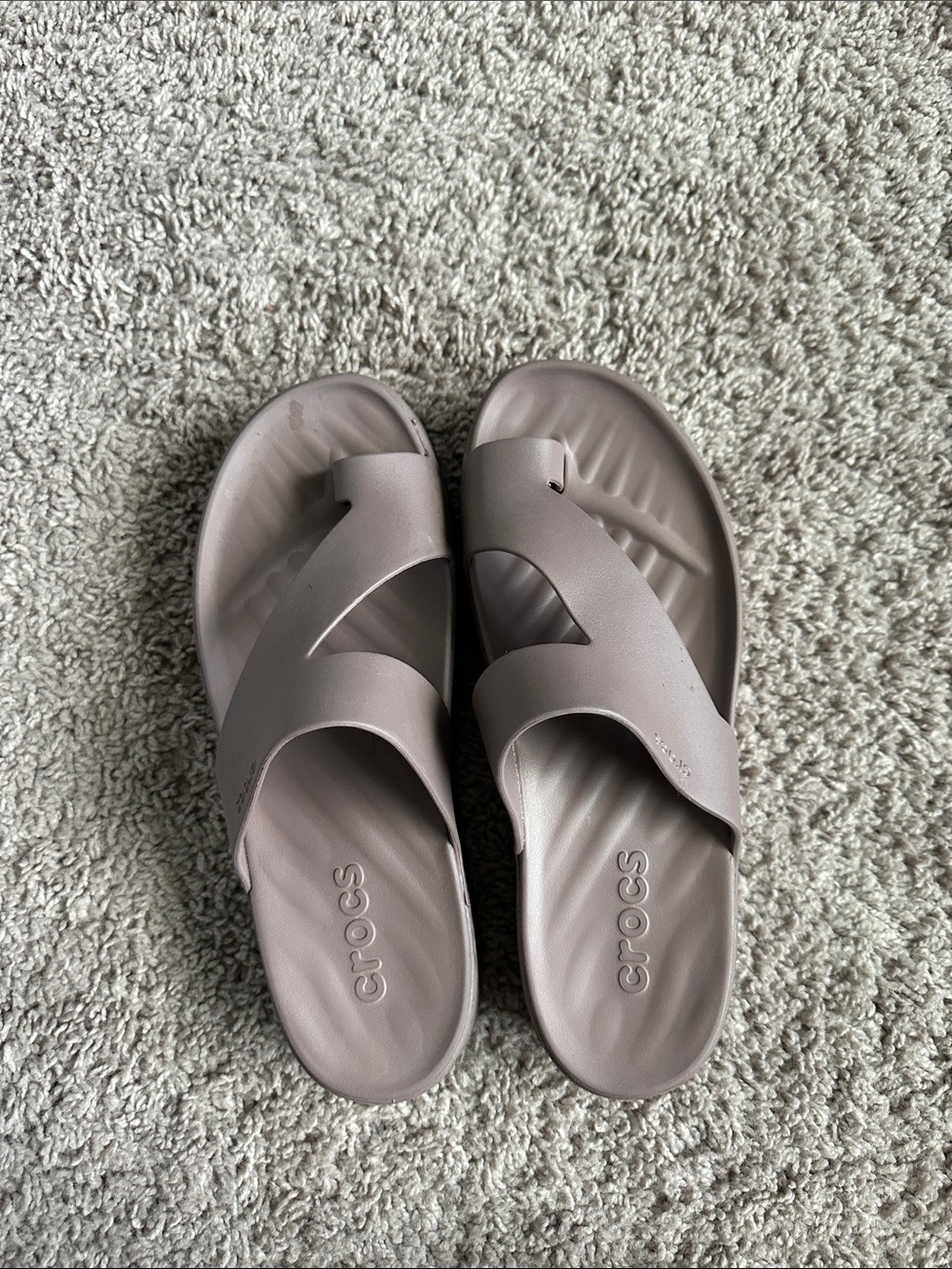 CROCS Women's Dual-Strap Slide Sandals in Taupe